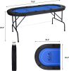 Foldable 6-8 Players Poker Table Texas Holdem Poker Casino Games w/ Faux Leather Padded Rails and Cup Holders, Blue