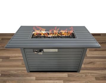 Living Source International 25'' H x 42'' W Steel Outdoor Fire Pit Table with Lid (Gray)