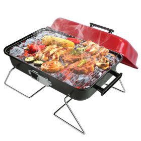 Portable Charcoal Grill Outdoor Tabletop Grill Small Barbecue Smoker Folding BBQ Grill with Lid for Backyard Camping Picnics Beach