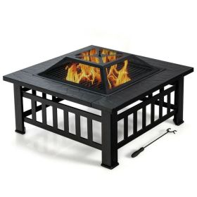 Outddor Patio Garden Beach Camping Bonfire Party Fire Pit With BBQ Grill