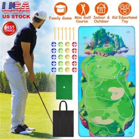 Golf Chipping Game,Golf Chipping Game Mat with Golf Mat, 20 Golf Balls, 6 Ground Stakes, Indoor Golf Game for Adults Kids, Golf Training Equipment