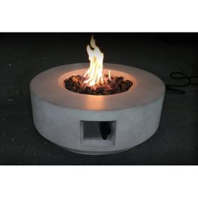 11" H x 30" W Fiber Reinforced Concrete Propane/Natural Gas Outdoor Fire Pit Table with Lid