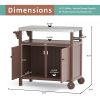 Outdoor Grilling Table with Storage,,Waterproof Outdoor Grill Cabinet,Stainless Steel Tabletop Outdoor Kitchen Island,BBQ Cart with Wheels