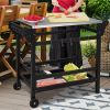 Movable Outdoor Dining Cart Table HDPE Pizza Oven Stand Table with Stainless Steel Tabletop