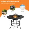 31.5 Inch Patio Fire Pit Dining Table With Cooking BBQ Grate