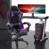 Ergonomic Gaming Chair with Footrest, PU Leather Video Game Chairs for Adults, Reclining Gamer Chair Office Chair with Lumbar Support