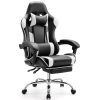 Video Game Desk Chair - Ergonomic Computer with Footrest and Comfy Lumbar Support, PU Leather Recliner with Headrest, Fixed Up Armrest