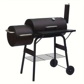 Charcoal Grill, Outdoor Charcoal Grill with Offset Smoker, Barbecue Outdoor Camping Charcoal Grills & Smokers with Grill Cover (Color: black-1pc)