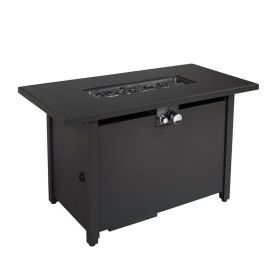 25'' H x 42'' W Steel Outdoor Fire Pit Table with Lid (Black: 1)